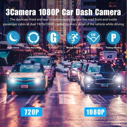 🔥2025 New Arrival🔥 🚗Safe Driving 3 Channel Camera Cycle Video Recorder