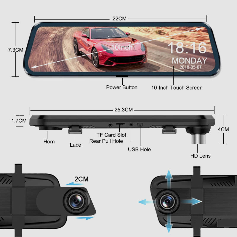 🔥Hot Sale !🔥10" HD Multi-Function Touch Screen Car Recorder ✈ Free shipping🔥