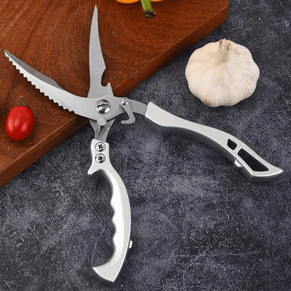 Multifunctional stainless steel spring-loaded poultry shears for meat, chicken, fish, vegetables, etc.