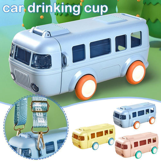 Hot sale💥 a toy to make children love drinking water 🥰 toy bus water bottle (with shoulder strap)