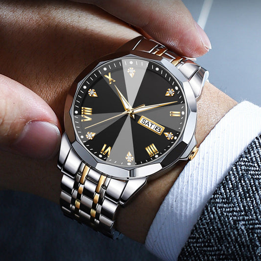 Stainless Steel Precision Quartz Movement Men's Watch⌚