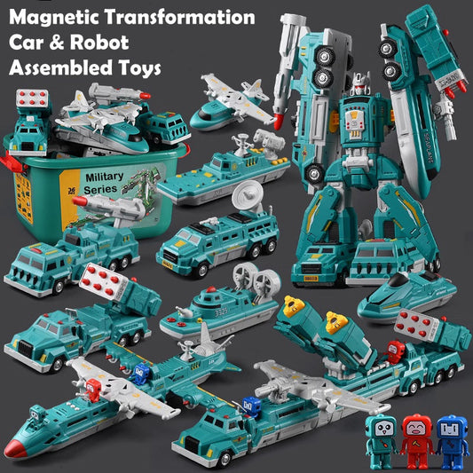 Magnetic Transformation Car & Robot Assembled Toys for Kids