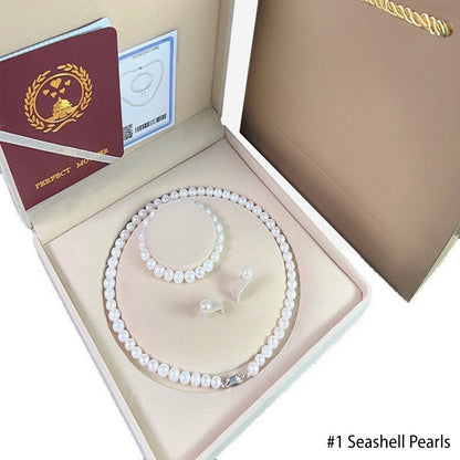 Elegant Faux Pearl Chalcedony Pendant Set