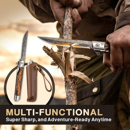 🔥Big Sale 50% OFF🔥🗡️Folding knife with wooden handle for work, hiking & camping⛺