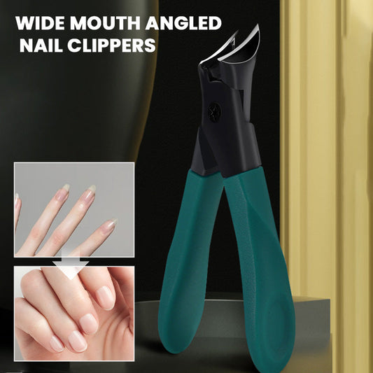 Wide Mouth Angled Nail Clippers -- Anti-Splash & Heavy Duty