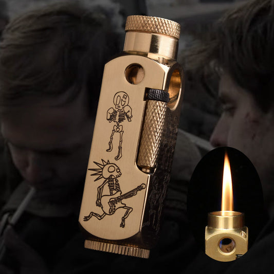 🔥New Hot Selling❤️‍🔥 Brass Retro Antique-Style Carved Kerosene Lighter