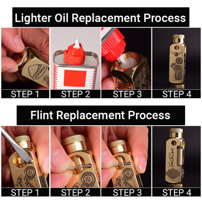 🔥New Hot Selling❤️‍🔥 Brass Retro Antique-Style Carved Kerosene Lighter