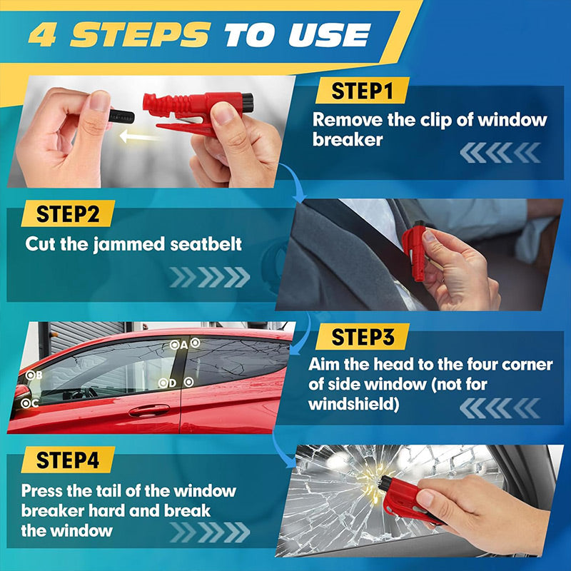 3-in-1 Emergency Car Window Breaker Keychain