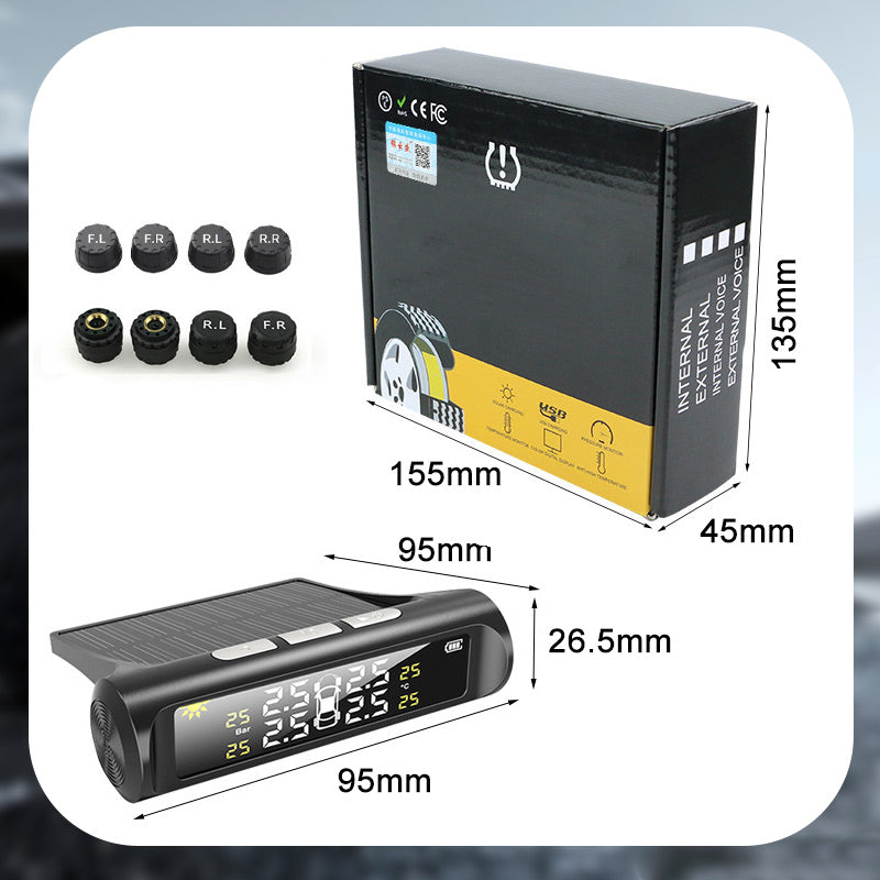🚗49% OFF NOW! ✨ Solar Tire Pressure Monitor - Real-Time 4-Wheel Display with Wireless Sensors & Waterproof Design for Enhanced Safety 🔋🌞