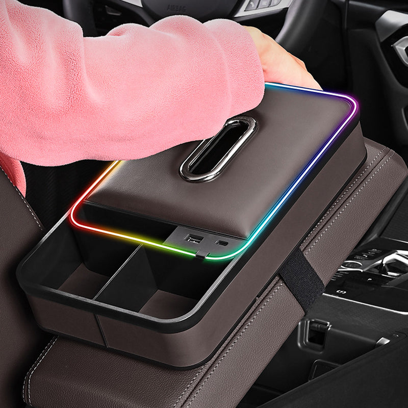 🔥2025 HOT SALE --50% OFF🔥Armrest Storage Box with LED Ambient Lighting