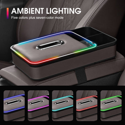 🔥2025 HOT SALE --50% OFF🔥Armrest Storage Box with LED Ambient Lighting